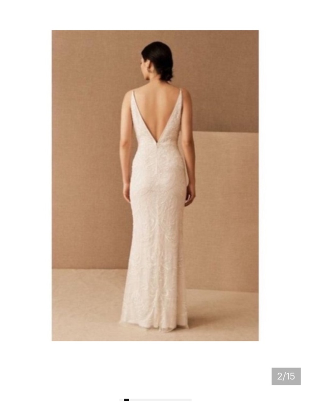 BHLDN The Shaylin Spaghetti Strap V-Neck Lace Evening Gown in Ivory - Picture 2 of 8